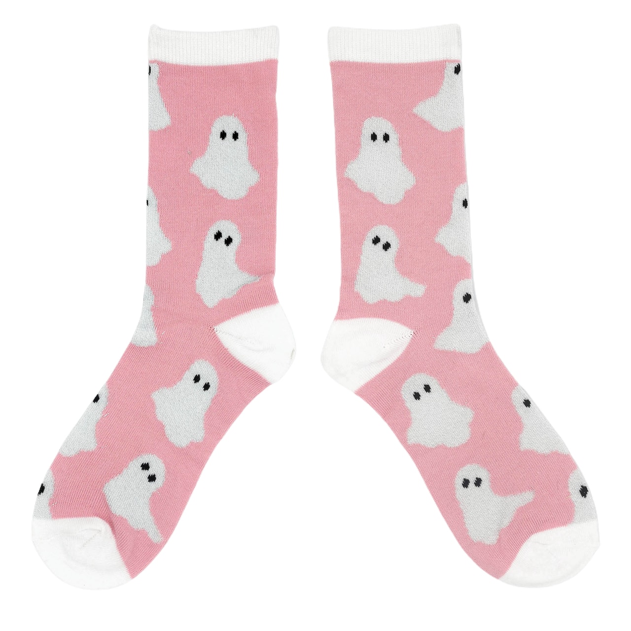 Pink & White Ghost Adult Crew Socks by Celebrate It™